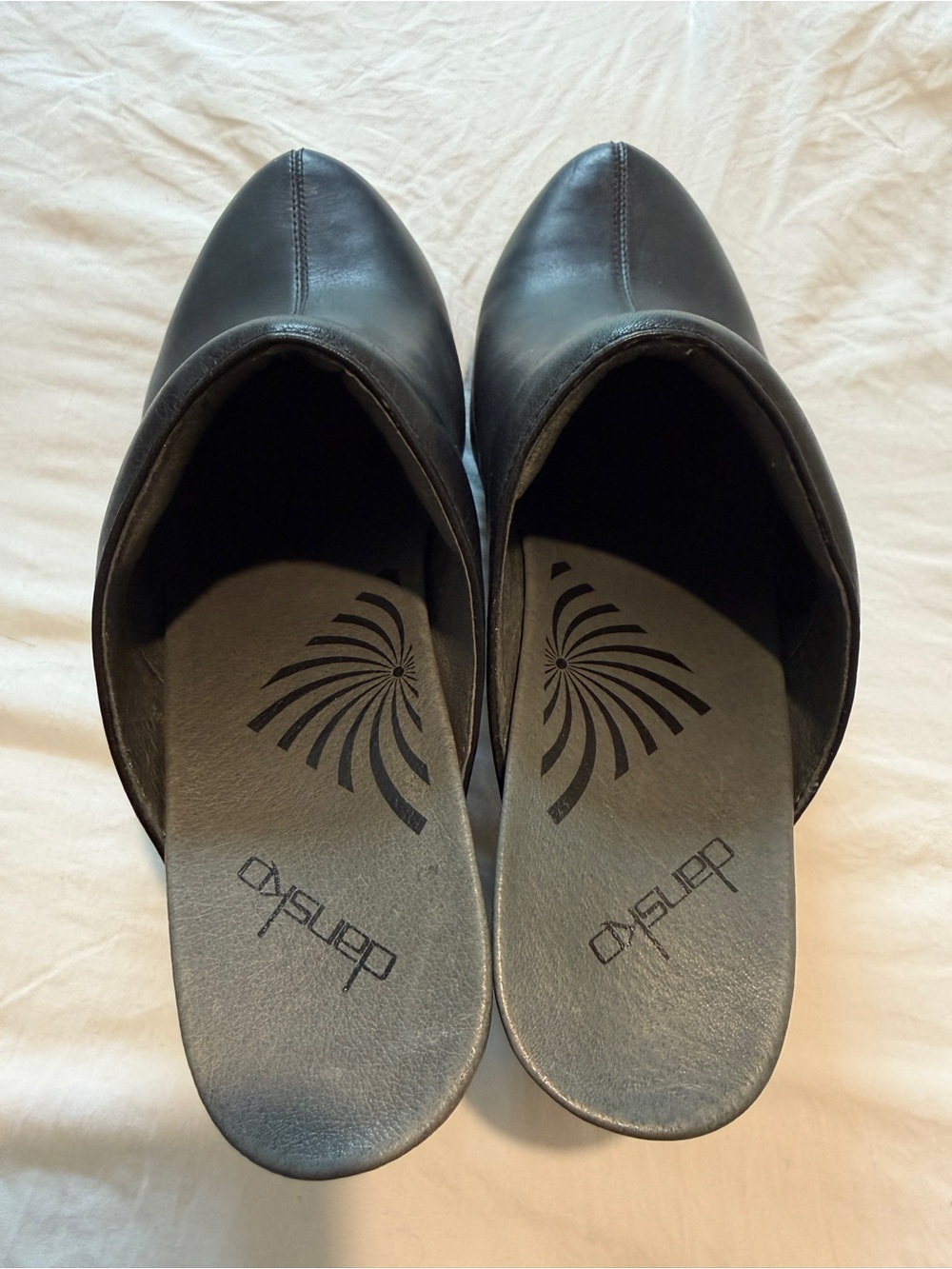 Dansko Black Leather Heeled Slip-On Mules - Picture 3 of 7